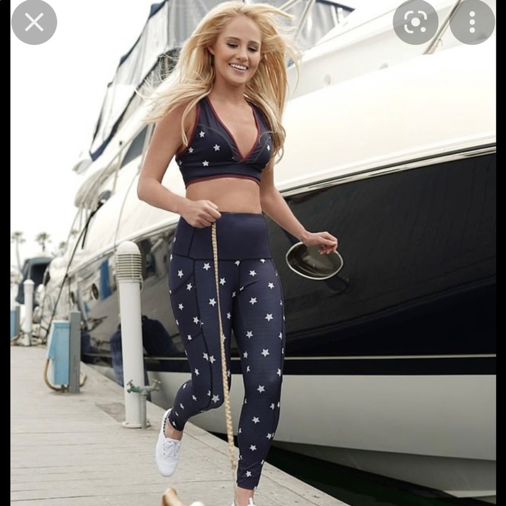Toni Lauren Blue and White Star Leggings
